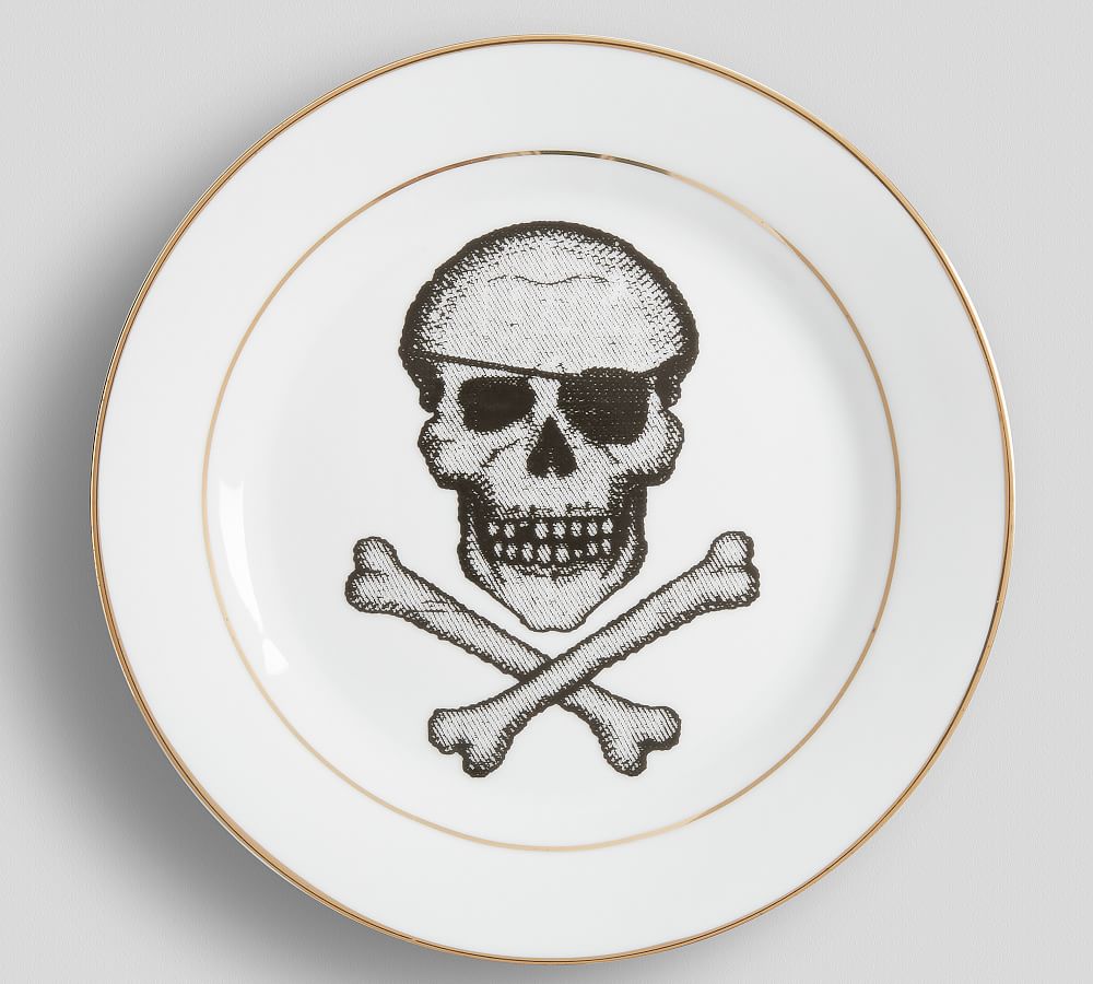 Skull and Crossbones Appetizer Plates, Set of 4
