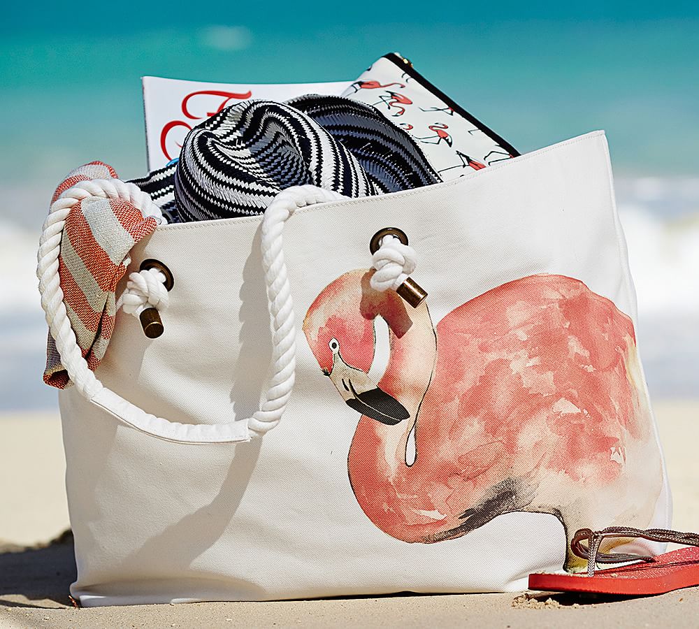 Buy Gin & Tonic Flamingo Embellished Woven Beach Bag Online | Aza Fashions