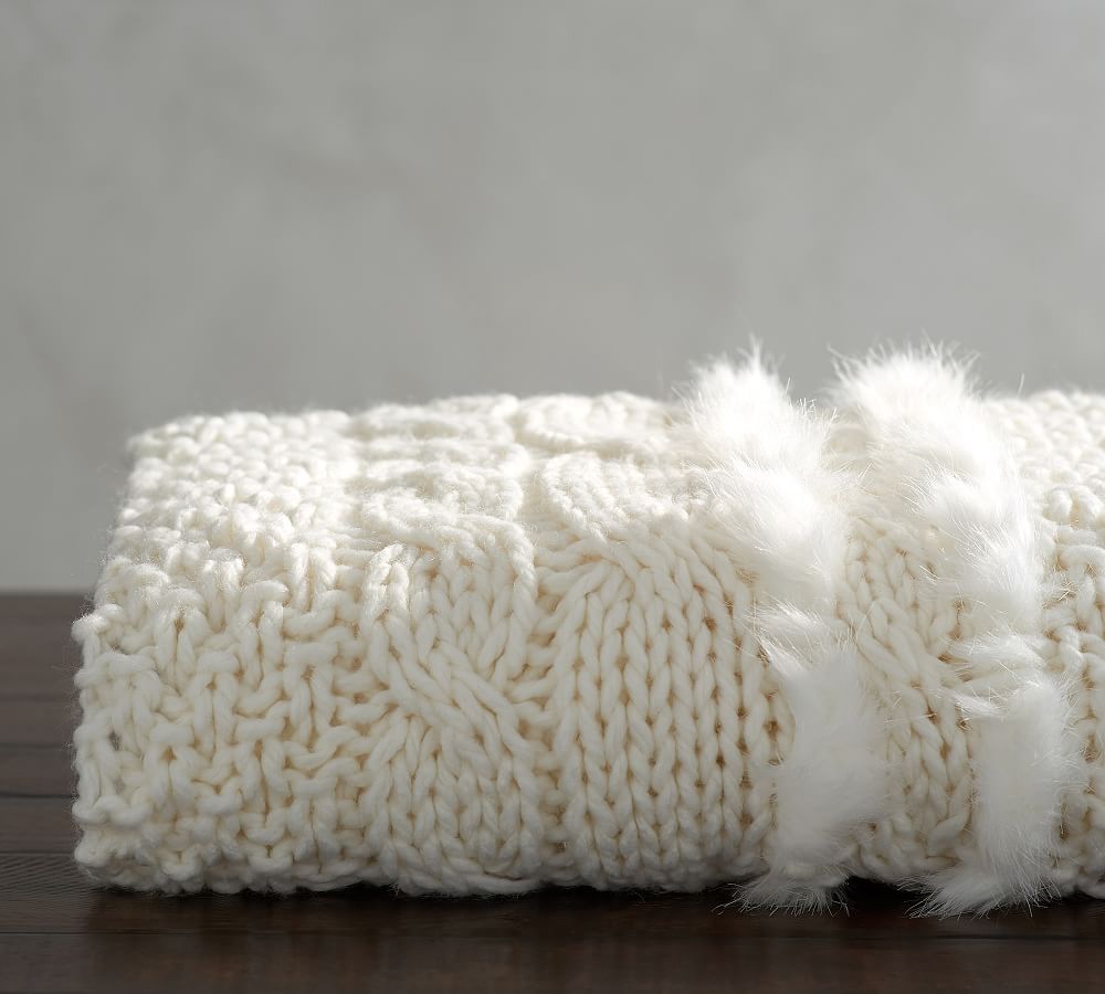 Cableknit with Faux Fur Throw Blanket