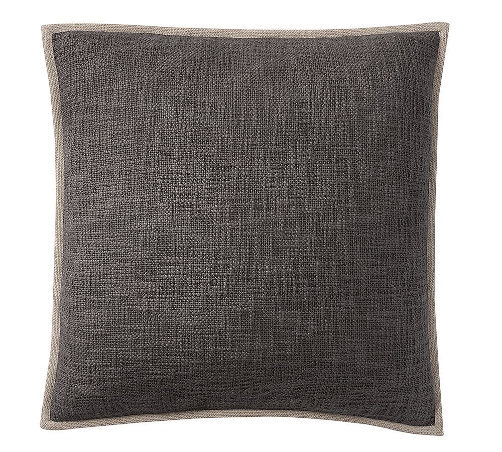 Cotton Basketweave Pillow Cover - Ebony
