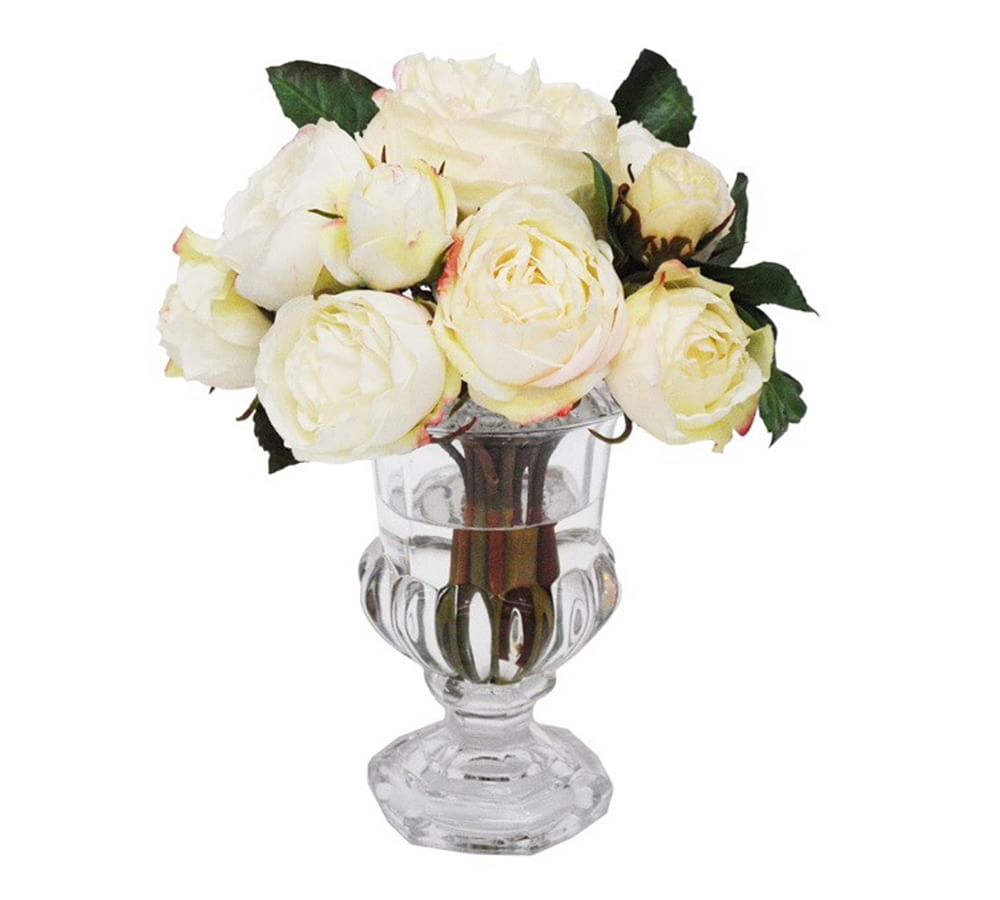 Faux Rose in Flanging Glass Vase