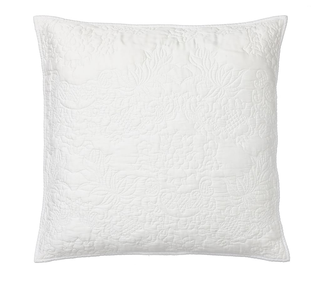 Monique Lhuillier Blossom Embroidered Quilted Sham - White