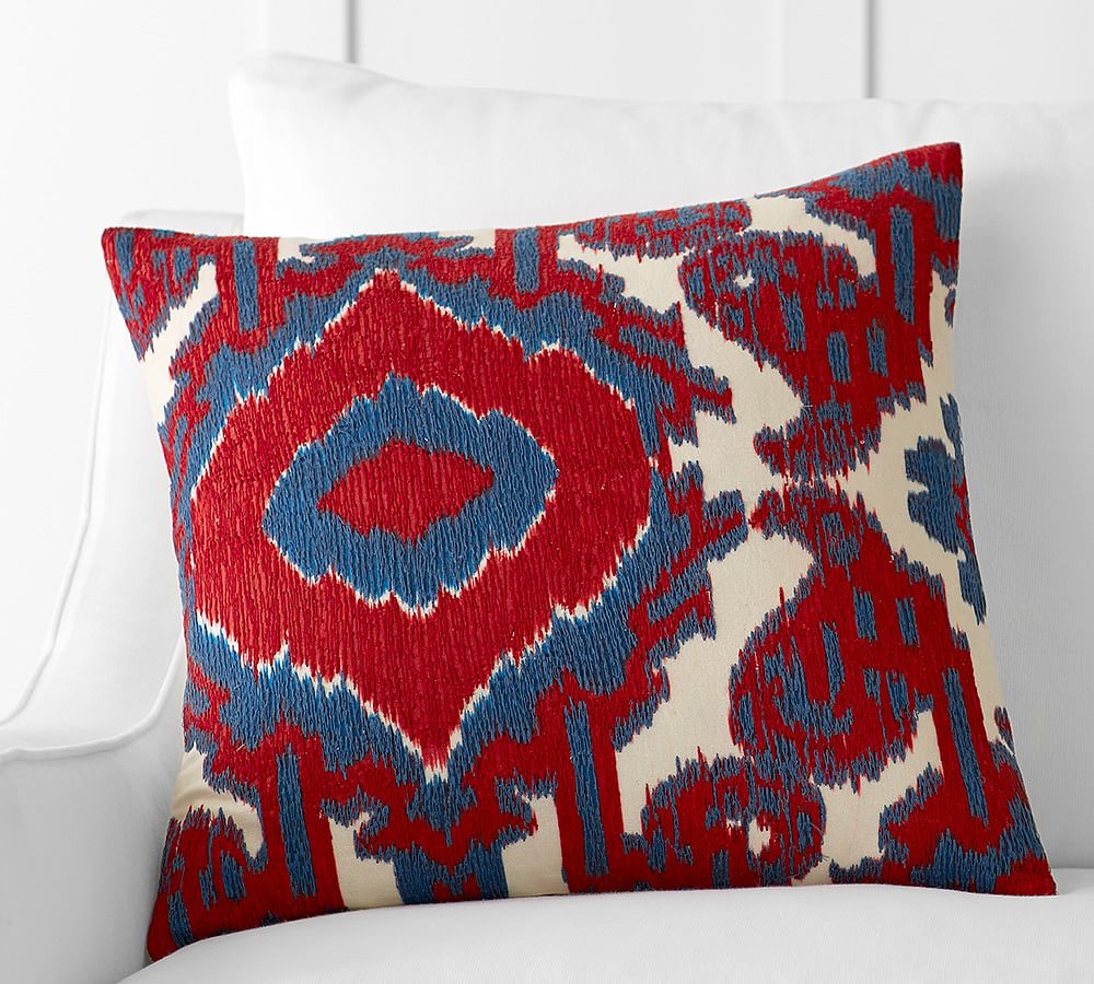 Aldrich Ikat Embroidered Pillow Cover