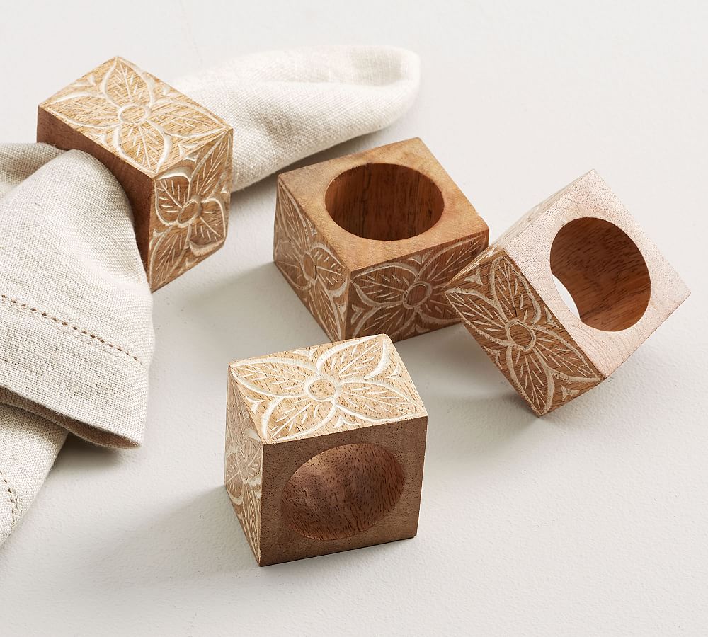 Floral Wood Napkin Rings