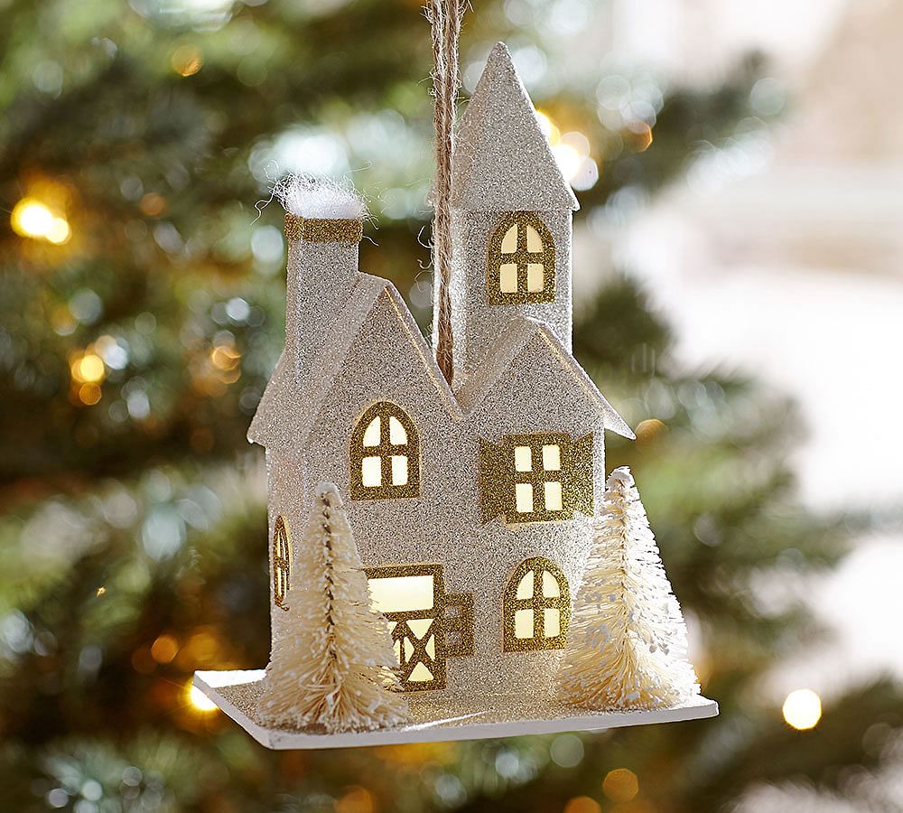 German Glitter Victorian House Ornament, Benefiting Give A Little Hope Campaign