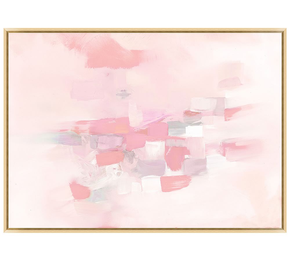 Pink Cloud Hand Embellished Framed Canvas Print