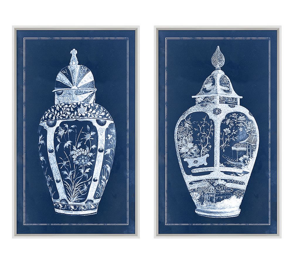 Navy Urn Framed Prints