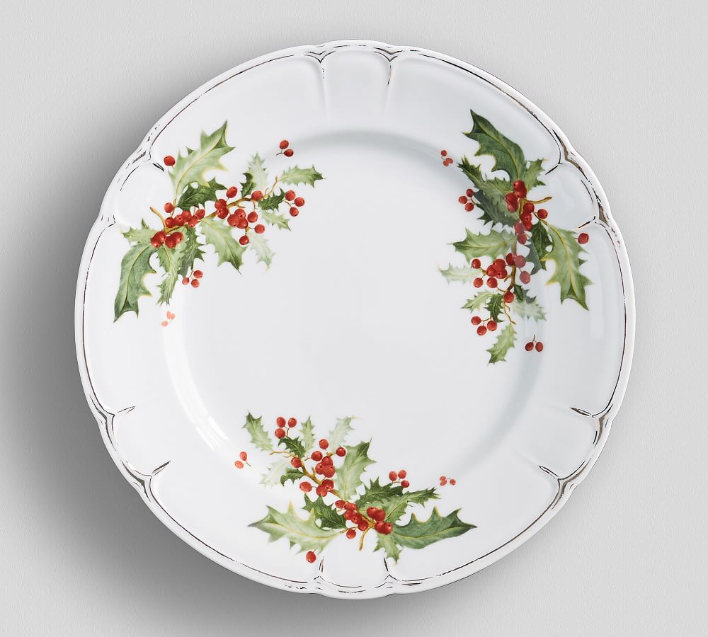 Vintage Holly Berry Salad Plates, Set of 4