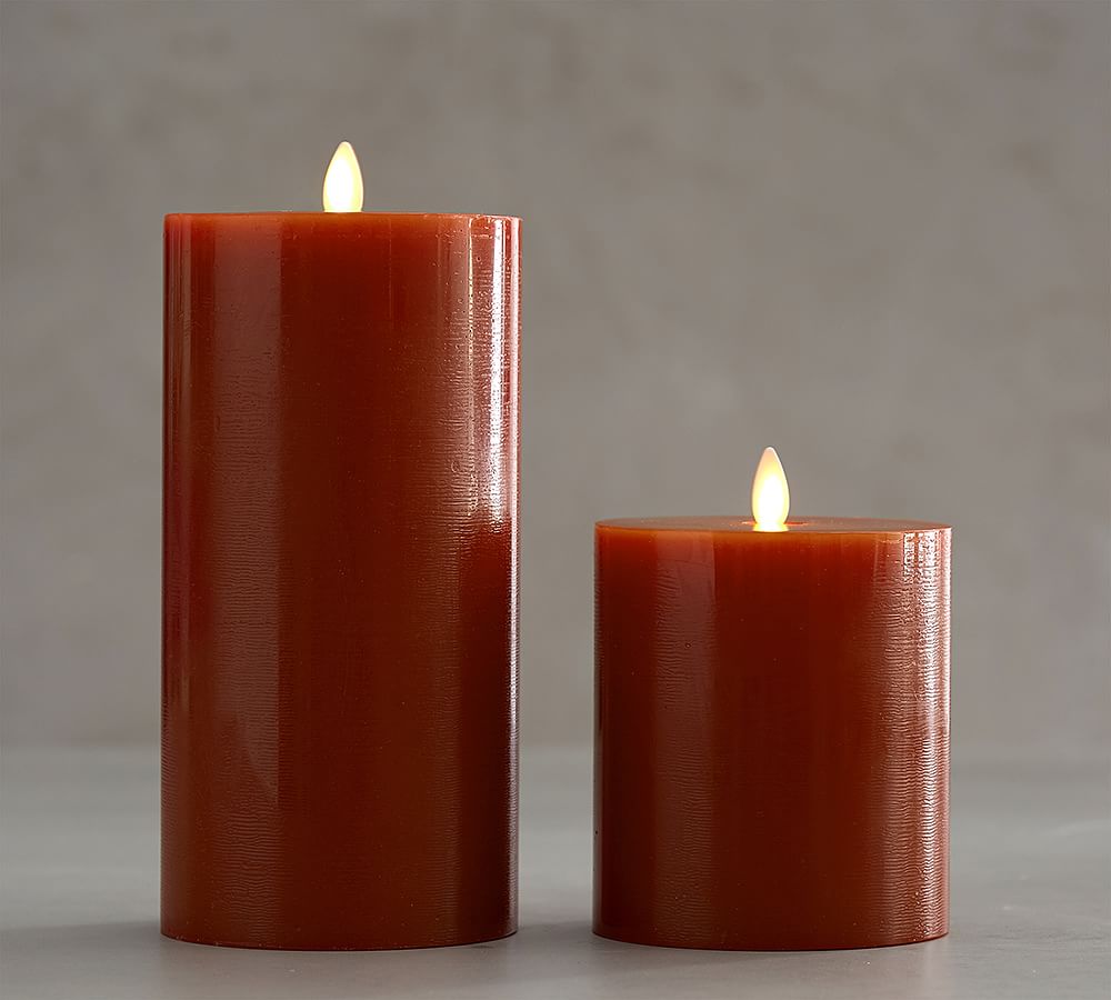 Textured Premium Flicker Flameless Candle - Rustic Burnt Orange