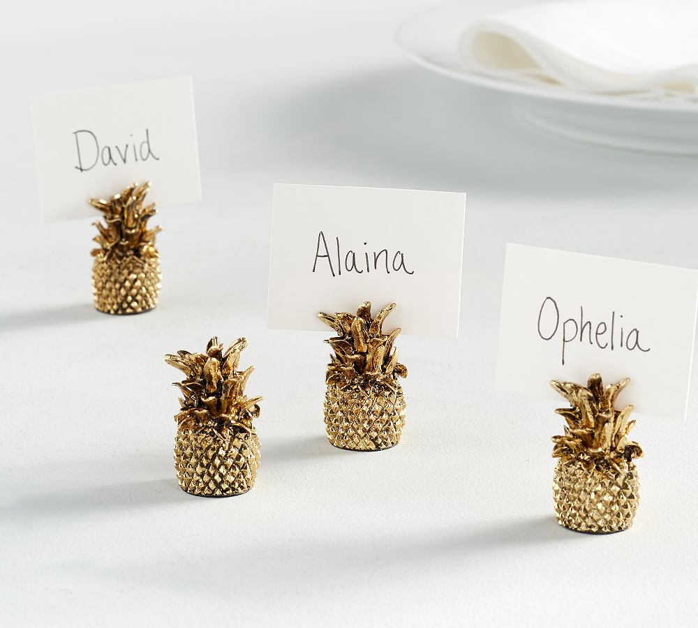 Gold Pineapple Place Card Holders, Set of 4