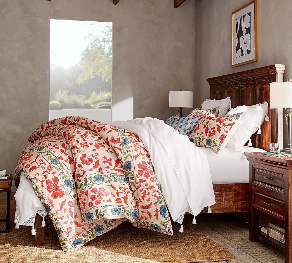 Pottery Barn Valencia shops Percale Paisley Duvet Cover Orange Full Queen NWT