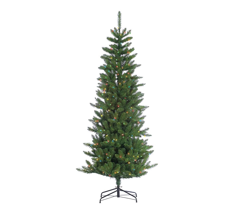 Lit Narrow Augusta Pine Faux Christmas Tree - 7 Ft.