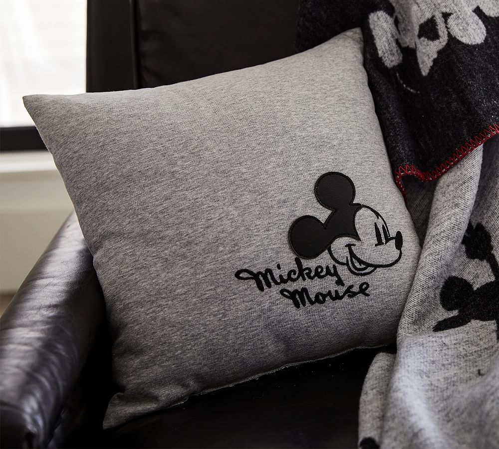 Disney Mickey Mouse Faux Leather Applique Pillow