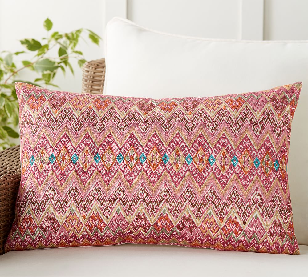 Outdoor Gianni Embroidered Lumbar Pillow