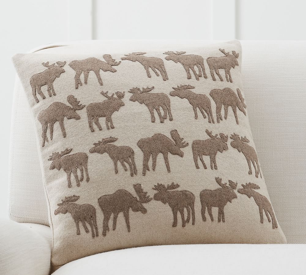 Moose Applique Pillow Cover