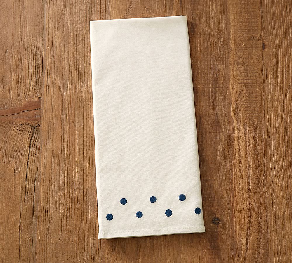 Polka Dot Embroidered Tea Towel