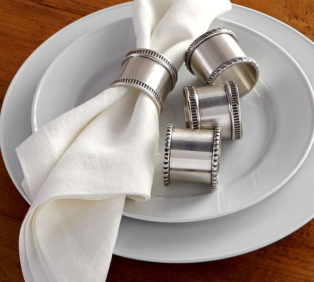 Antique Silver Napkin Rings, Mixed Set of 4