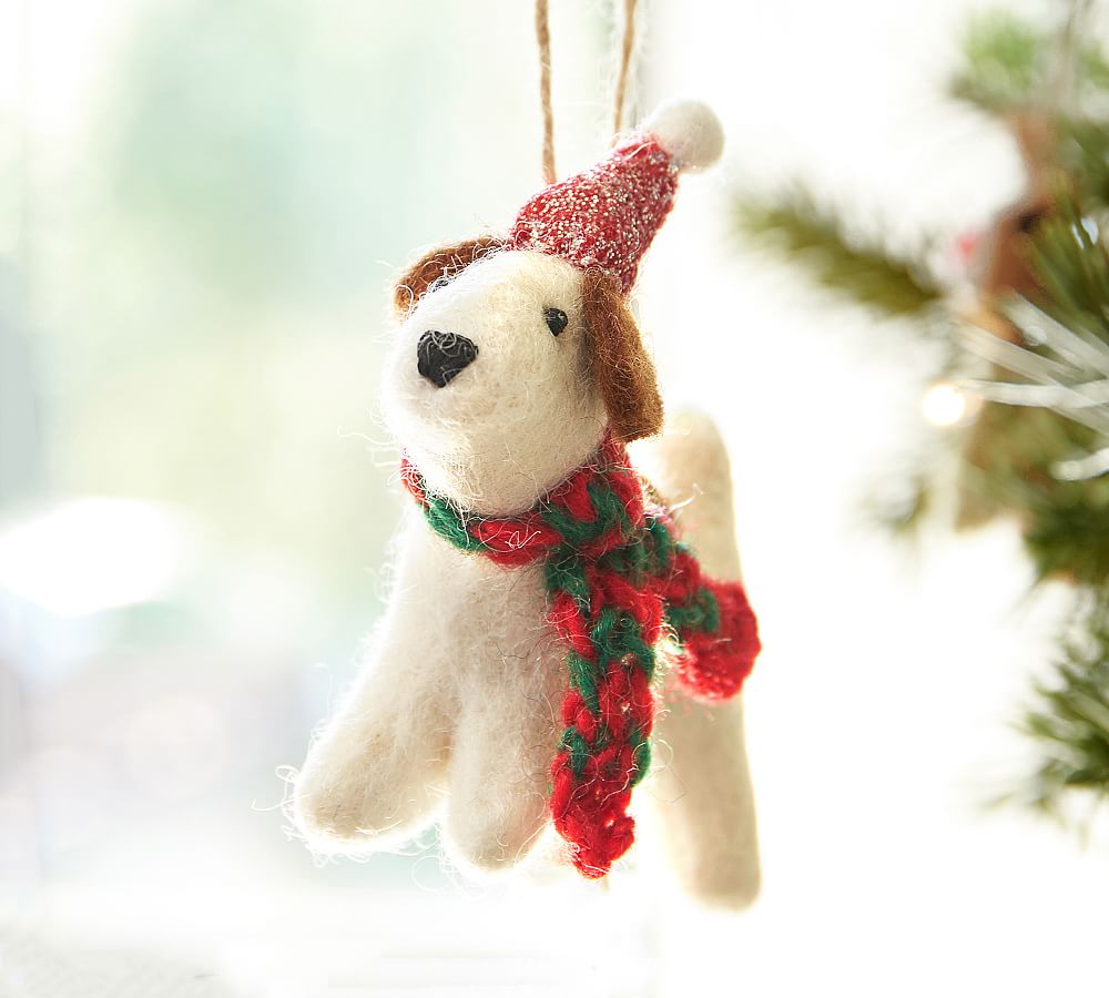 Felt Terrier With Hat Ornament