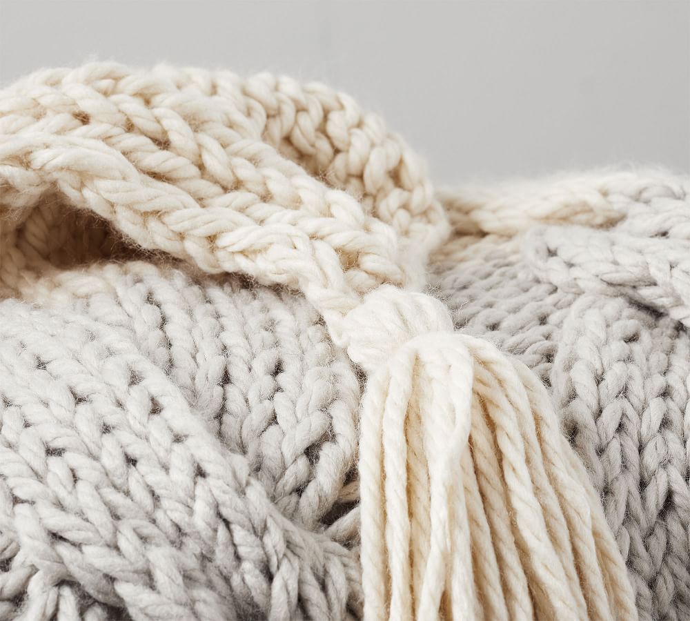 Bluma chunky knit tassel throws new arrivals