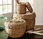 Stitched Seagrass Lidded Baskets, Set of 3