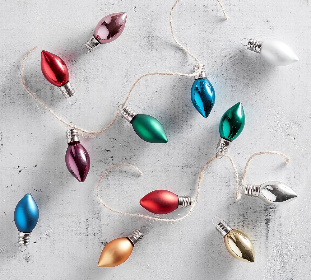 Mercury Glass Mini Mixed Lights Ornaments Set