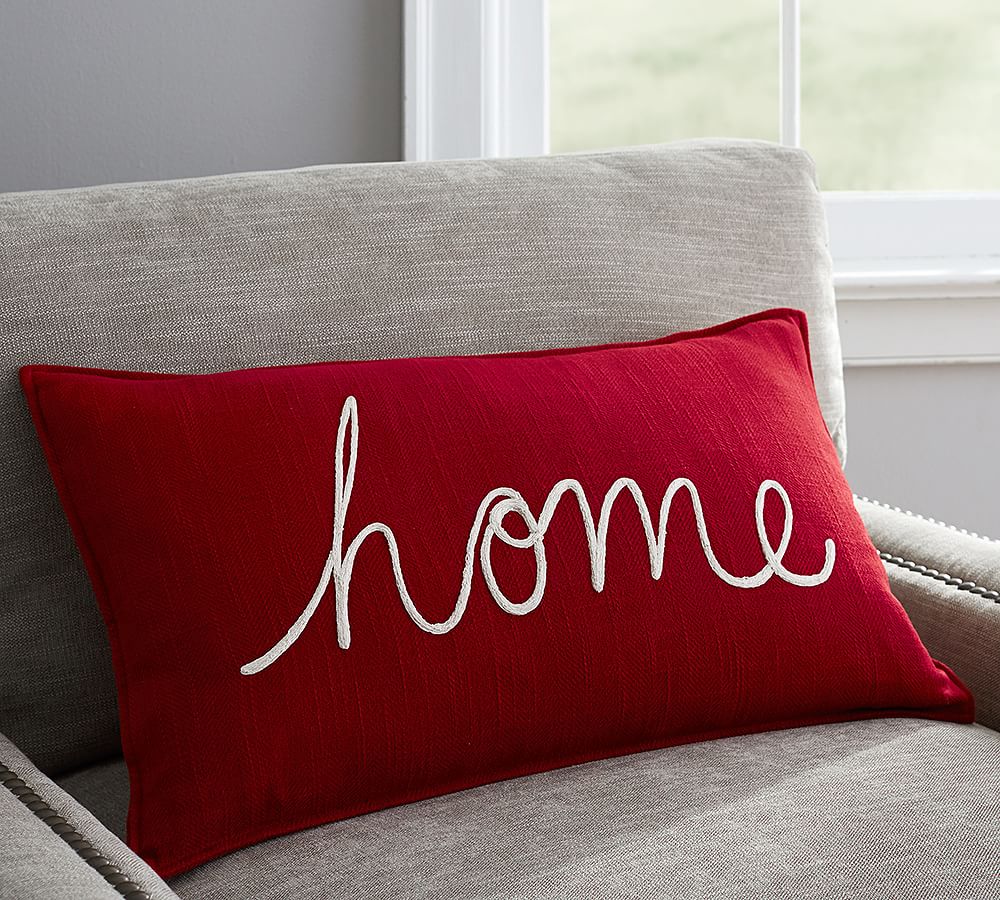Home Embroidered Lumbar Pillow Cover
