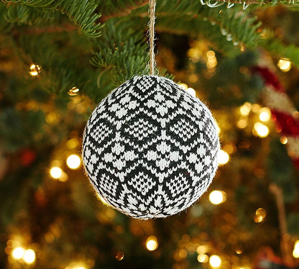 Black Fair Isle Ball Ornament