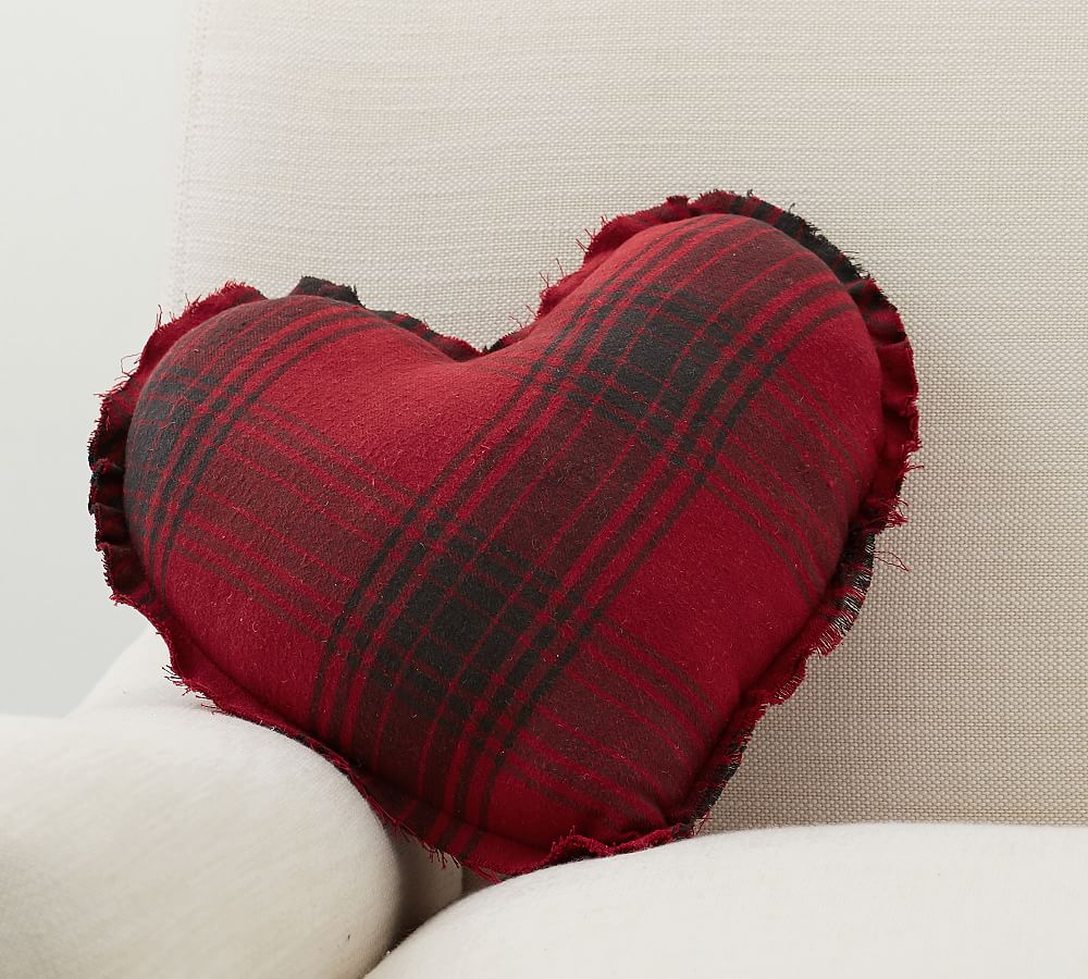 Plaid Heart Shaped Pillow
