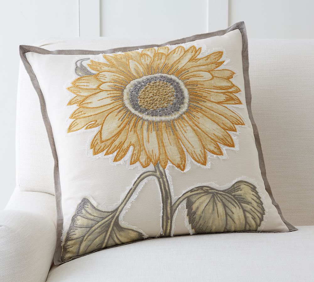 Sunflower Applique Pillow Cover
