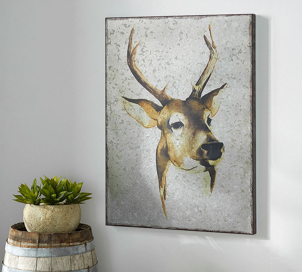 Deer Printed Metal Panel Wall Art