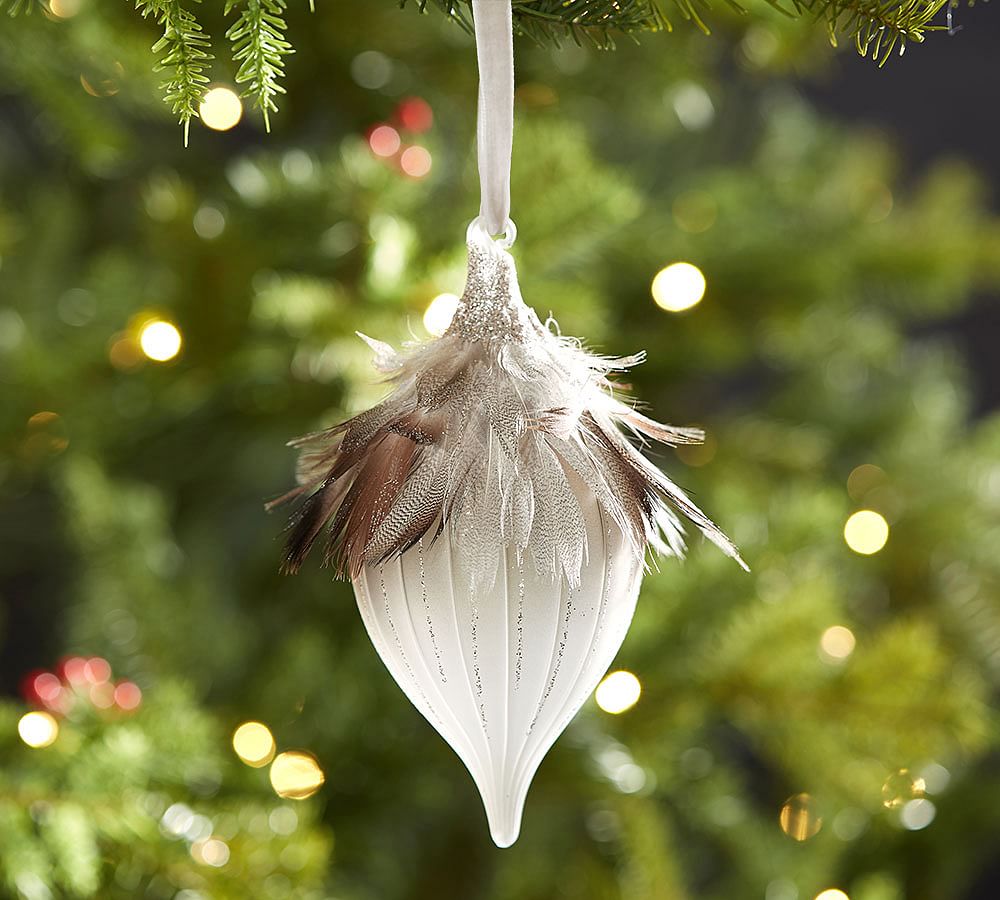 Glass and Feather Finial Ornament
