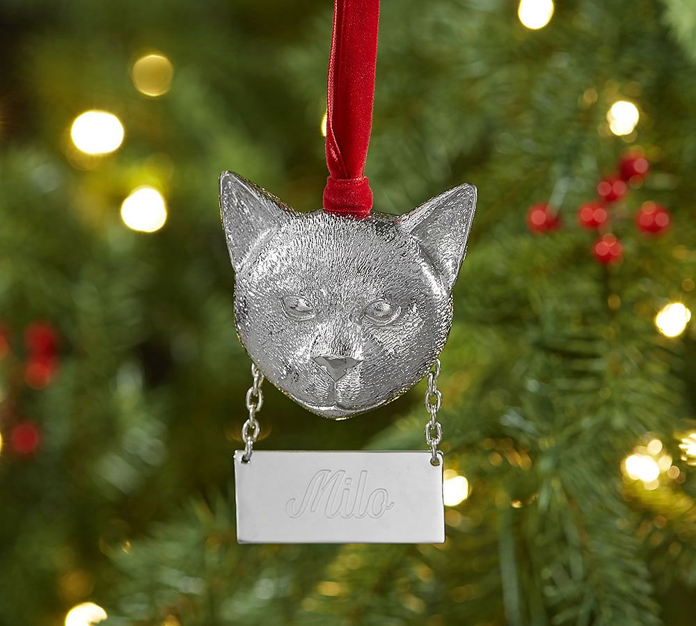Cat with Personalizable Tag Ornament