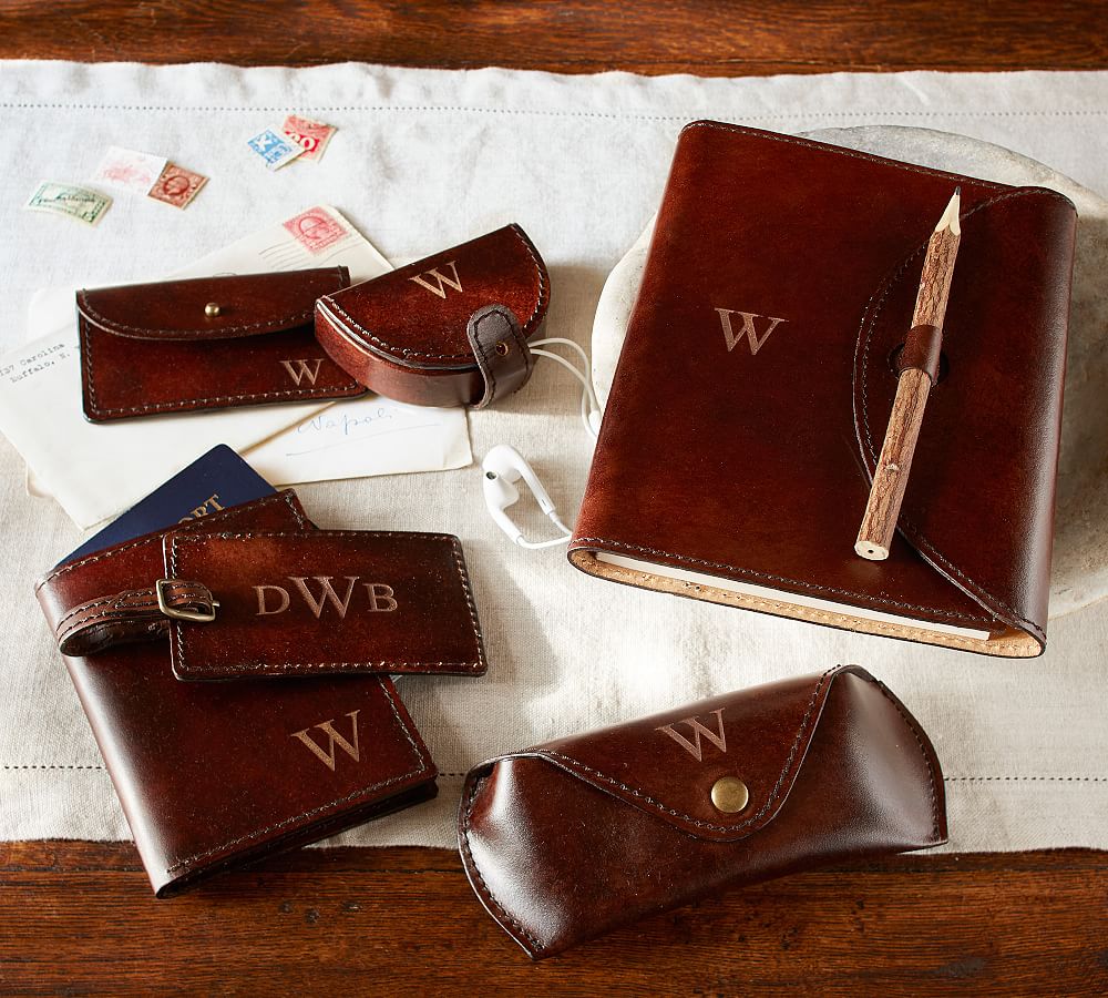 Personalized Saddle Leather Travel Collection - Chocolate