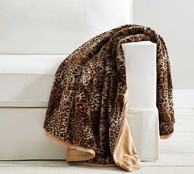 Faux Fur Classic Cheetah Throw Blanket | Pottery Barn