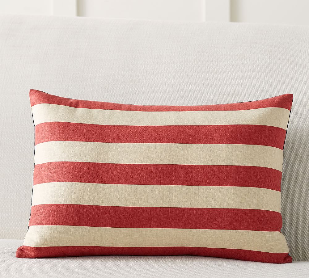 Reversible Star Striped Lumbar Pillow Cover