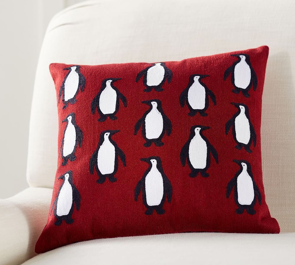 Mini Penguin Crewel Pillow
