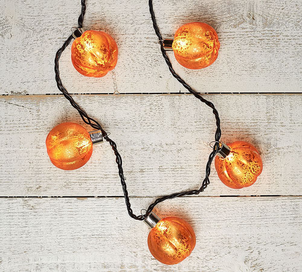 Orange Mercury Glass Pumpkin String Lights