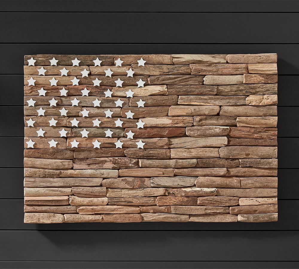 Driftwood American Flag Wall Art