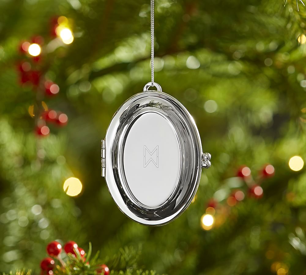 Silver-Plated Personalized Oval Locket Ornament