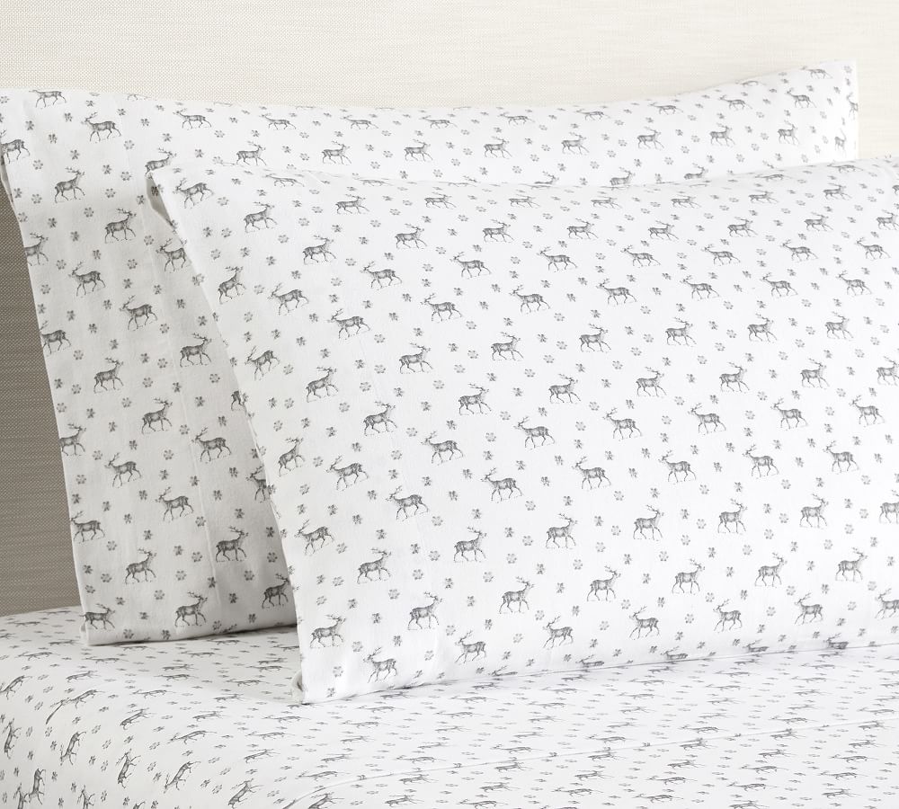Snowy Stag Organic Flannel Cotton Sheet Set