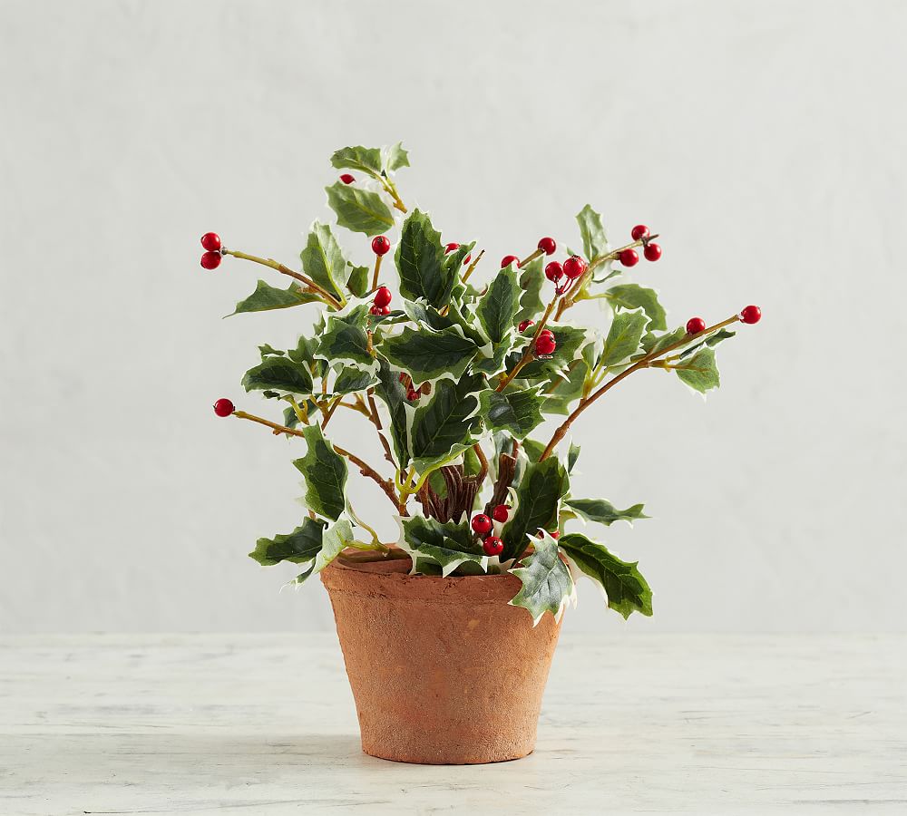 Faux Potted Holly