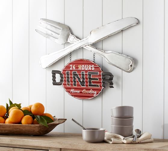 Diner Metal Sign Wall Decor Pottery Barn