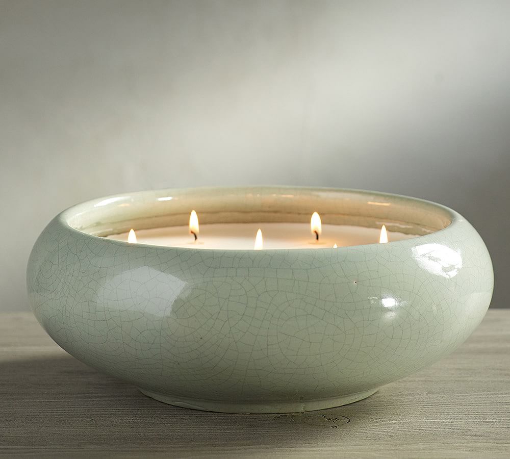 Homescent Crackle Candle Pot- Wild Mint &amp; Thyme