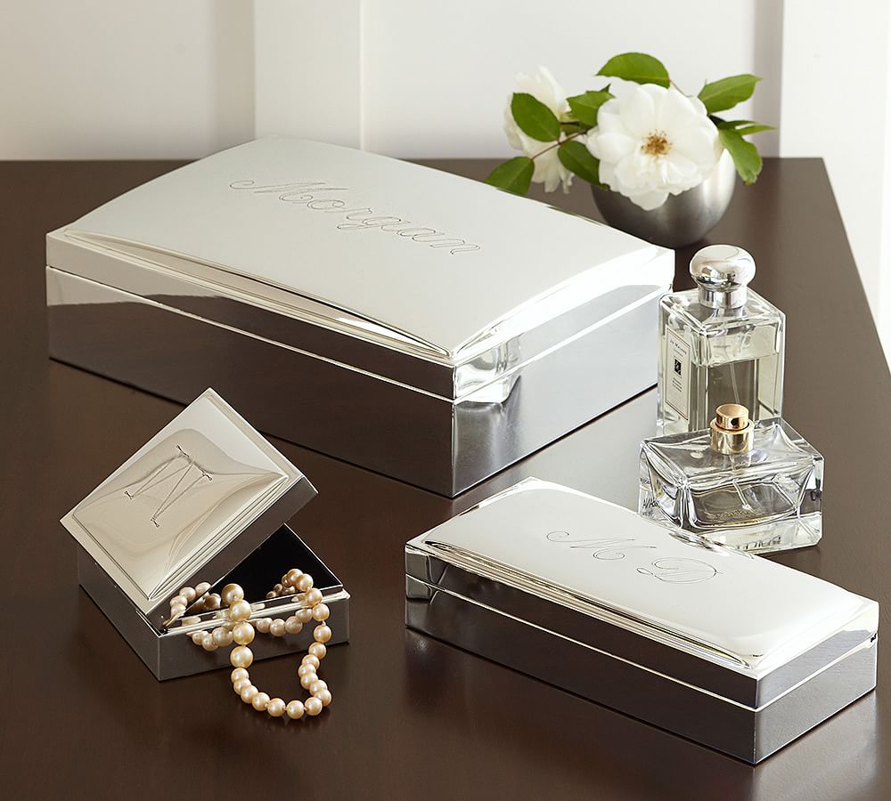 Engravable Silver-Plated Jewelry Boxes