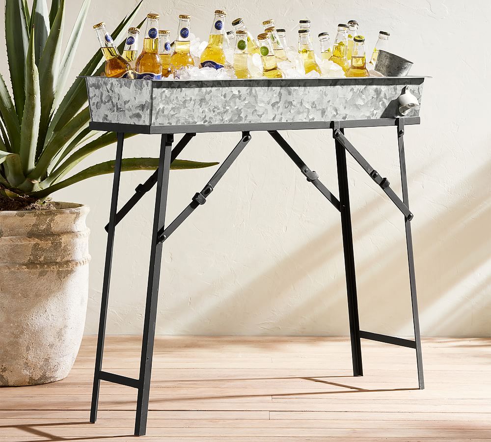 Galvanized Beer Trough &amp; Stand with Bottle Opener