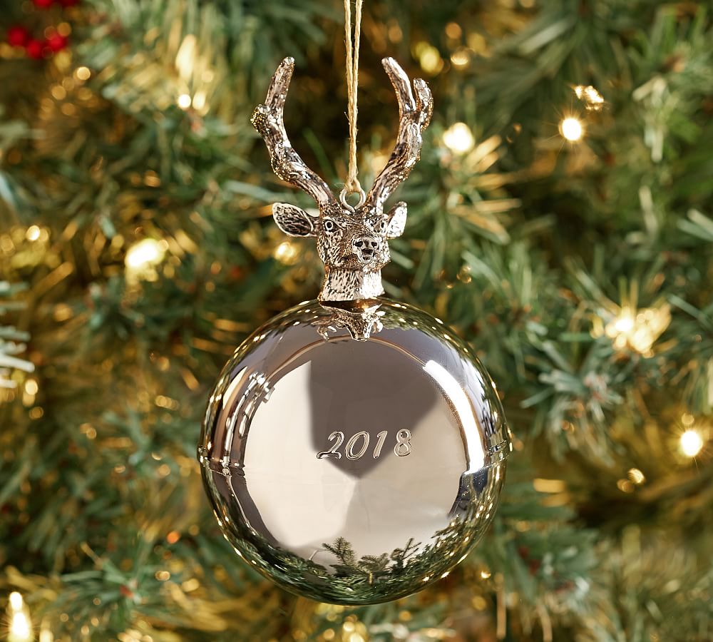 2018 Engraved Reindeer Music Box Ornament