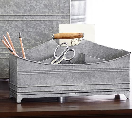 Galvanized Desk Caddy Pottery Barn
