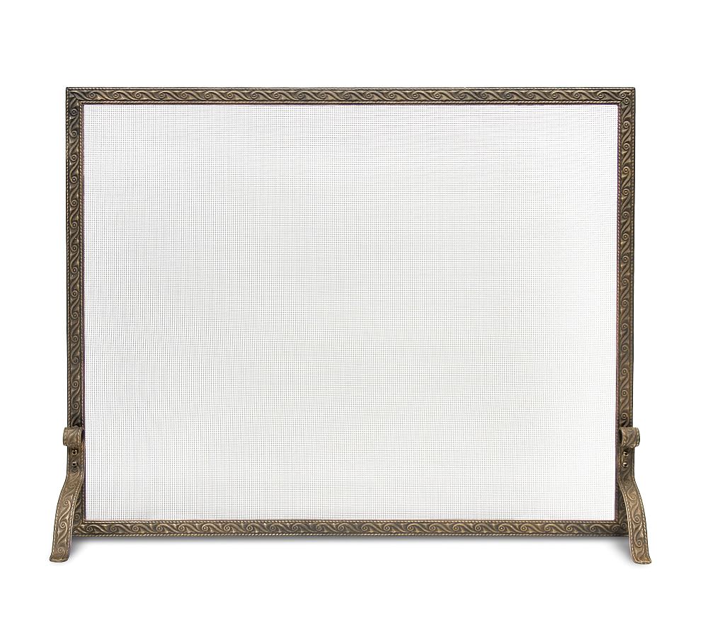 Ballard Embossed Single Panel Firescreen - Brass