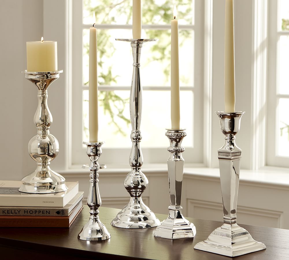 Eclectic Silver-Plated Candlesticks