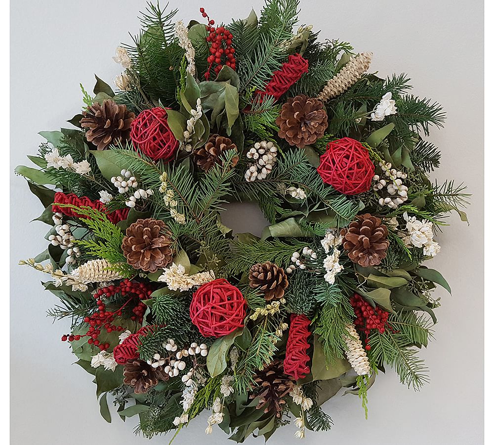 Dried Cedar & Berry Mixed Holiday Wreath | Pottery Barn